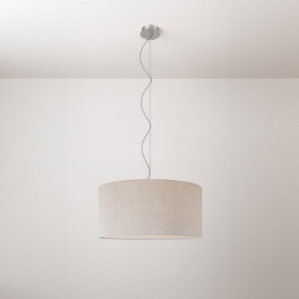 Cilindro Medium fabric pendant lamp with lampshade - Made in Italy - Raw linen