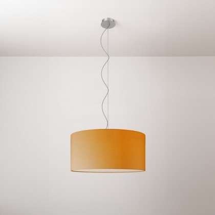 Cilindro Medium fabric pendant lamp with lampshade - Made in Italy - Tangerine canvas