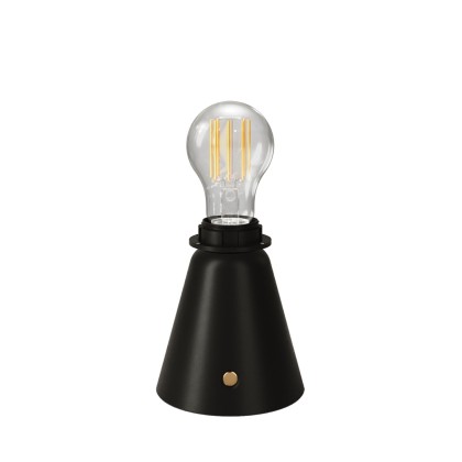 Portable and rechargeable Cabless11 lamp with Drop light bulb suitable with lampshade - Black