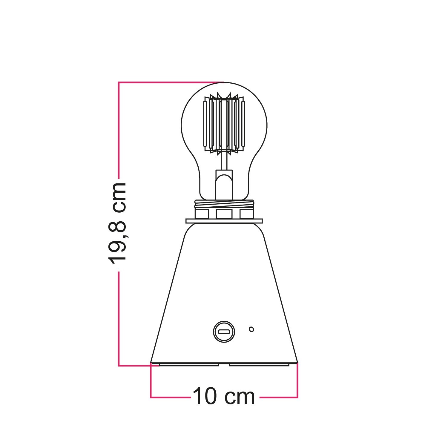 Portable and rechargeable Cabless11 lamp with Drop light bulb suitable with lampshade