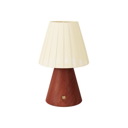 Portable and rechargeable Cabless11 lamp with Drop light bulb and lampshade - Terracotta