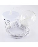 Pendant for lampshade, suspended lamp with White Rayon textile cable TM01