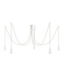 Spider, multiple suspension with 5 pendants, white metal, TN07 Country cable, Made in Italy.