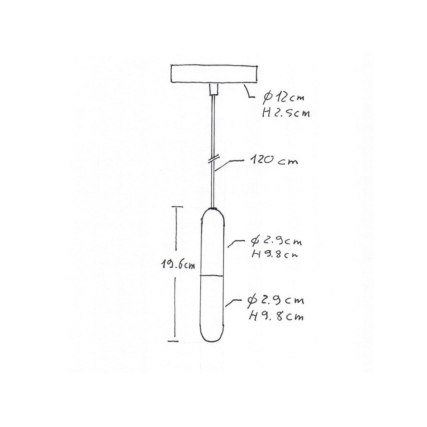 Pendant lamp with textile cable, E14 P-Light lamp holder and metal details - Made in Italy - Bulb included