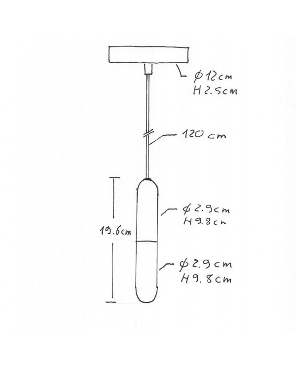 Pendant lamp with textile cable, E14 P-Light lamp holder and metal details - Made in Italy - Bulb included