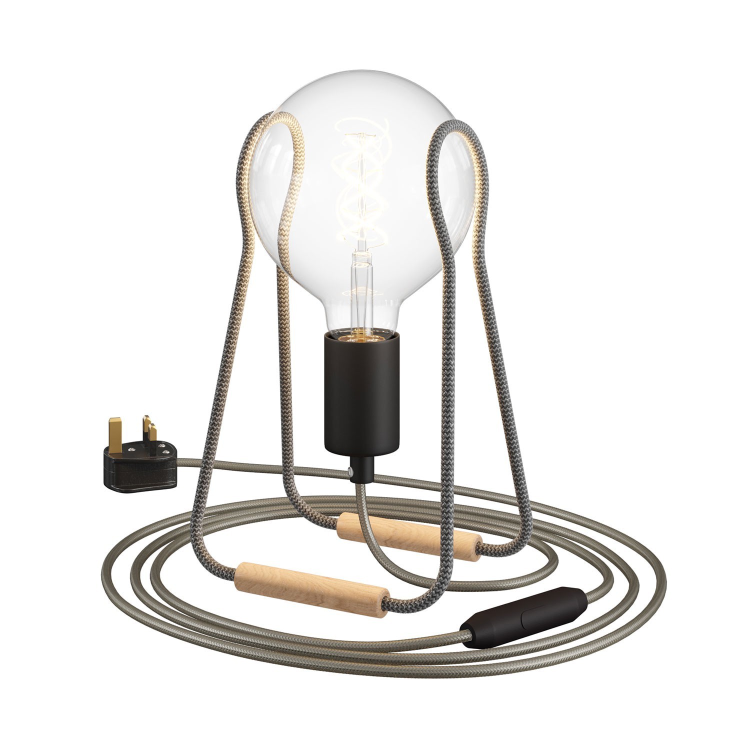 Taché Metal, table lamp complete with a fabric cable, switch and UK plug