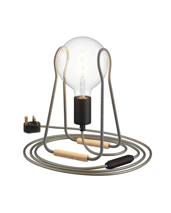 Taché Metal, table lamp complete with a fabric cable, switch and UK plug