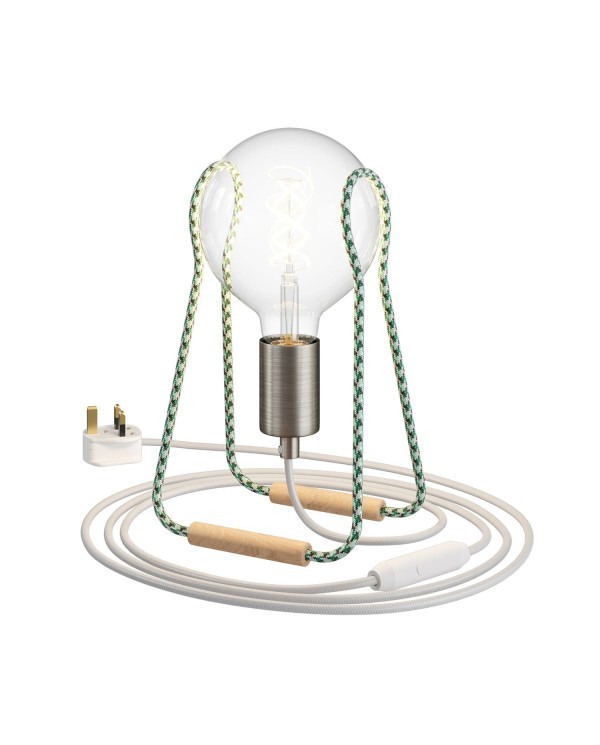 Taché Metal, table lamp complete with a fabric cable, switch and UK plug