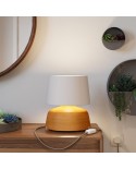 Coppa ceramic table lamp with Athena shade, complete with textile cable, switch and UK plug