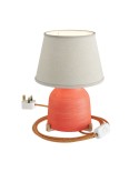 Vaso ceramic table lamp with Impero shade, complete with textile cable, switch and UK plug