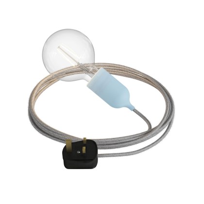 Eiva Snake Pastel, portable outdoor lamp, 5 m textile cable, UK plug and IP65 waterproof lamp holder - Soft blue